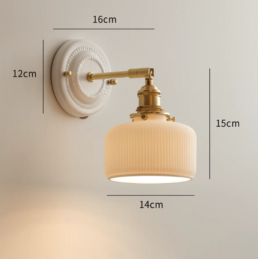 Vintage Japanese Ceramic Brass Wall Light E27 Hardwired - Image 23