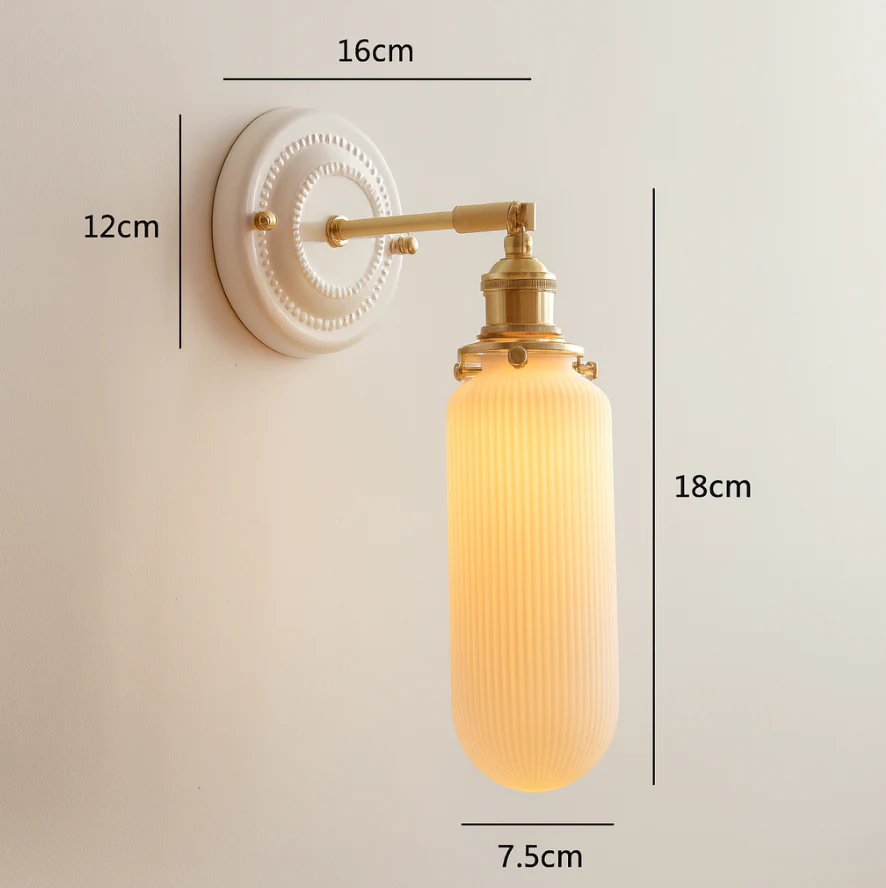 Vintage Japanese Ceramic Brass Wall Light E27 Hardwired - Image 25