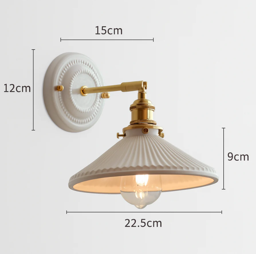Vintage Japanese Ceramic Brass Wall Light E27 Hardwired - Image 6