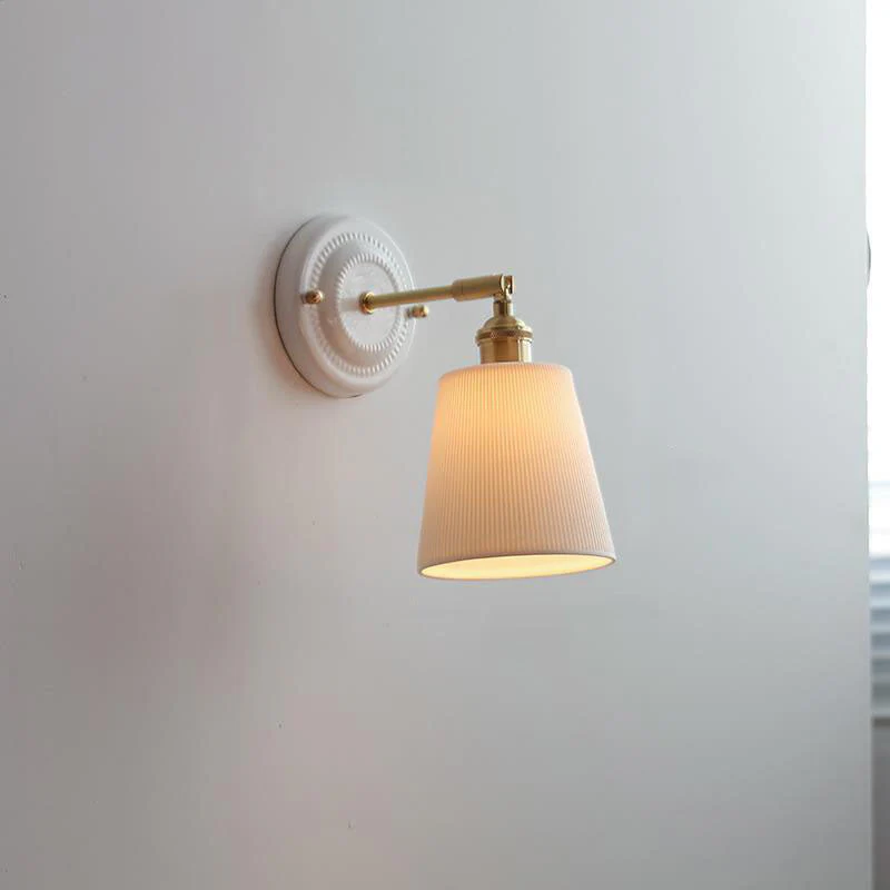 Vintage Japanese Ceramic Brass Wall Light E27 Hardwired - Image 9
