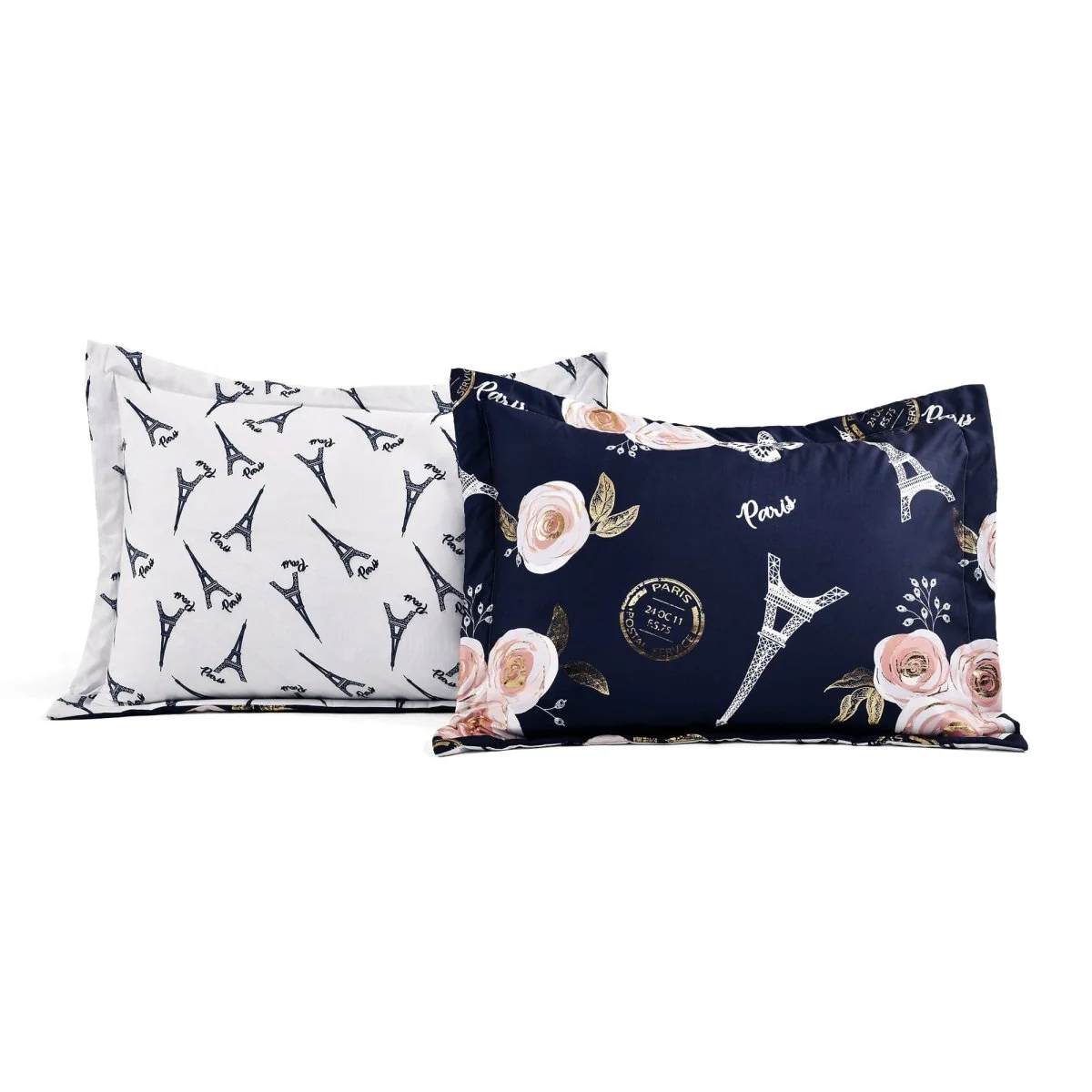 Vintage Paris Rose Butterfly Script Comforter Set - Image 7