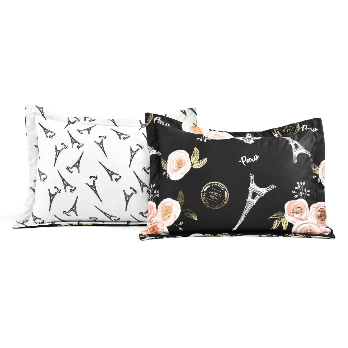 Vintage Paris Rose Butterfly Script Comforter Set - Image 8