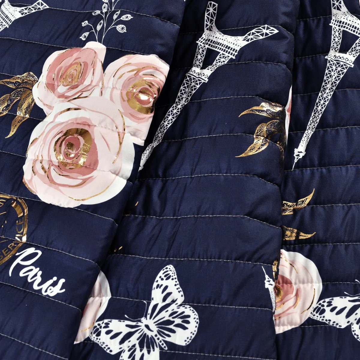 Vintage Paris Rose Butterfly Script Throw - Image 3