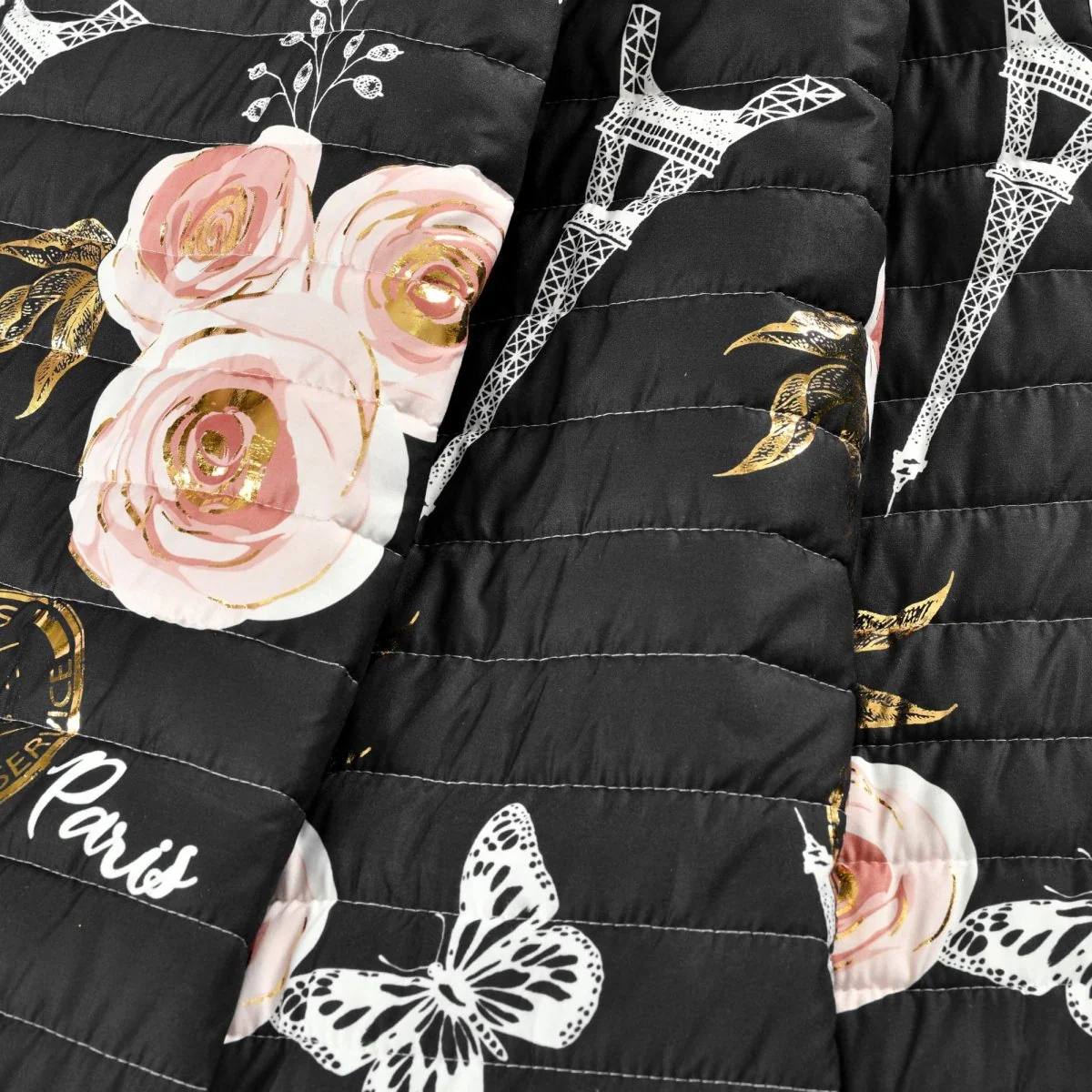 Vintage Paris Rose Butterfly Script Throw - Image 4