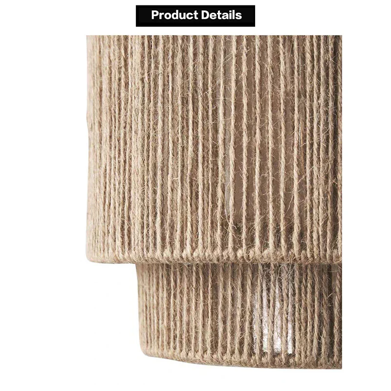 Vintage Rattan Wall Light E27 Handwoven Rope Sconce for Bedside Living Room - Image 6