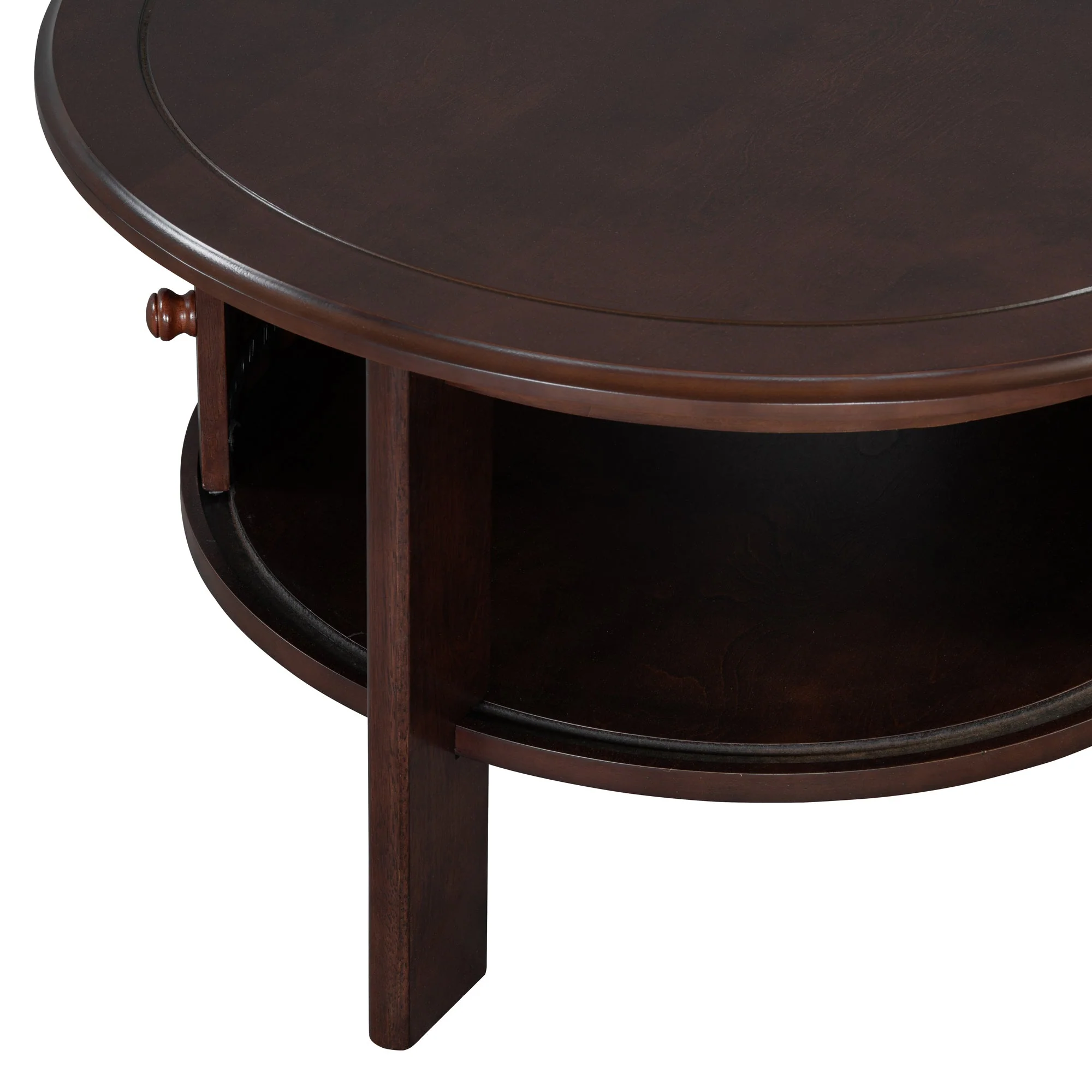 Vintage Round Coffee Table with Storage in Walnut - Image 16