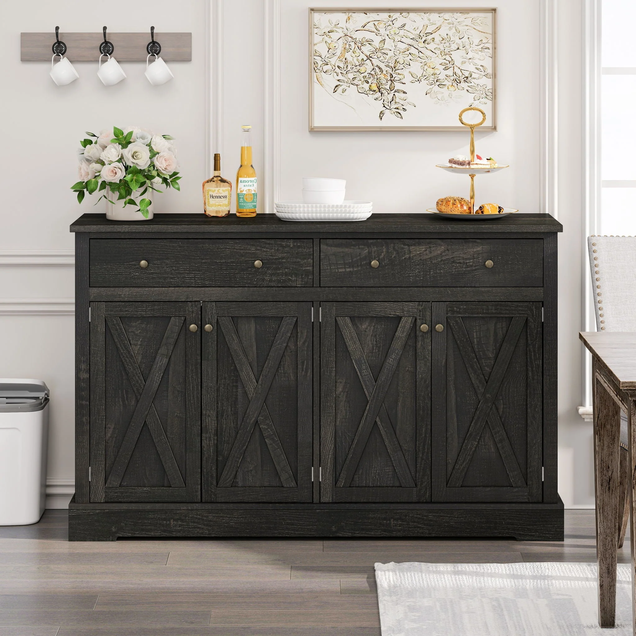 Vintage Sideboard with 2 Drawers and Four Doors for Living Room - Image 4