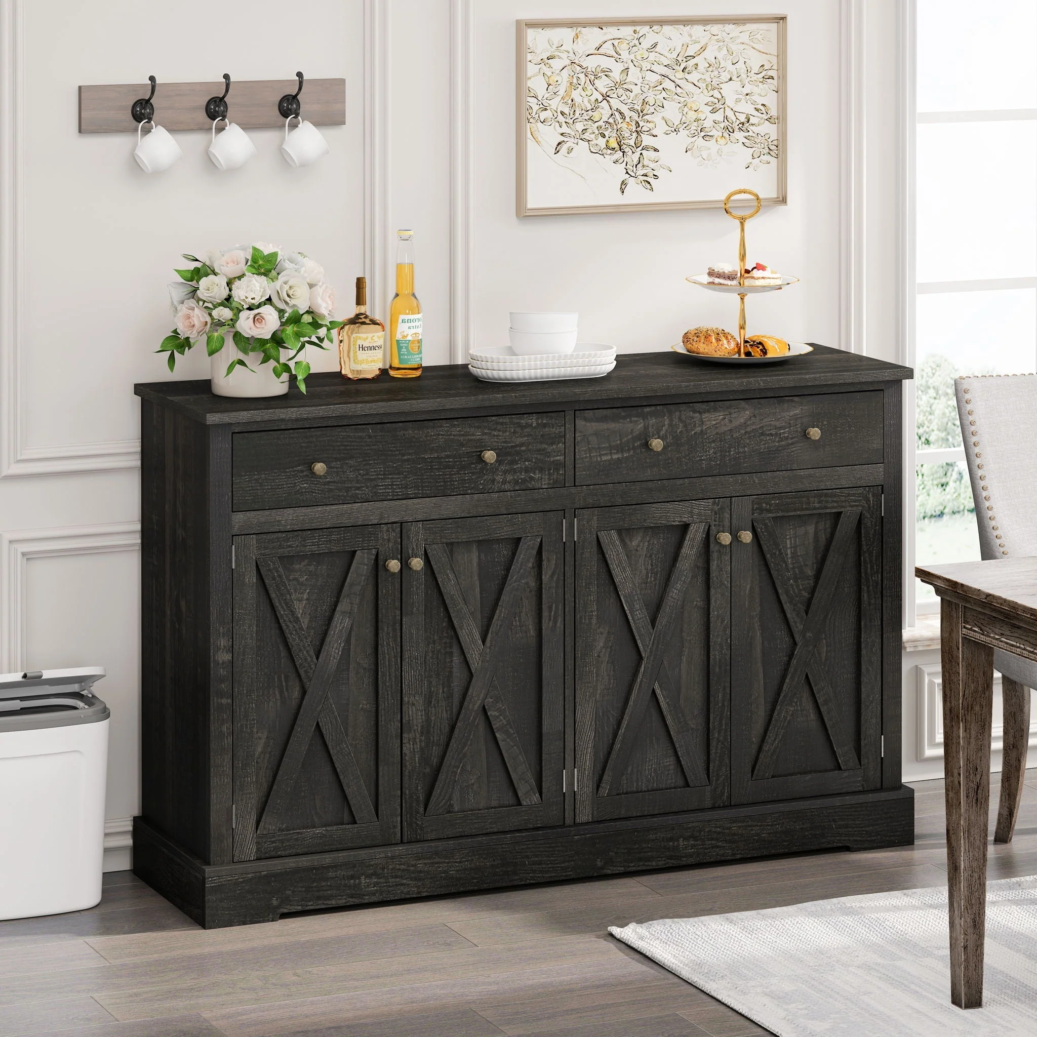 Vintage Sideboard with 2 Drawers and Four Doors for Living Room - Image 6