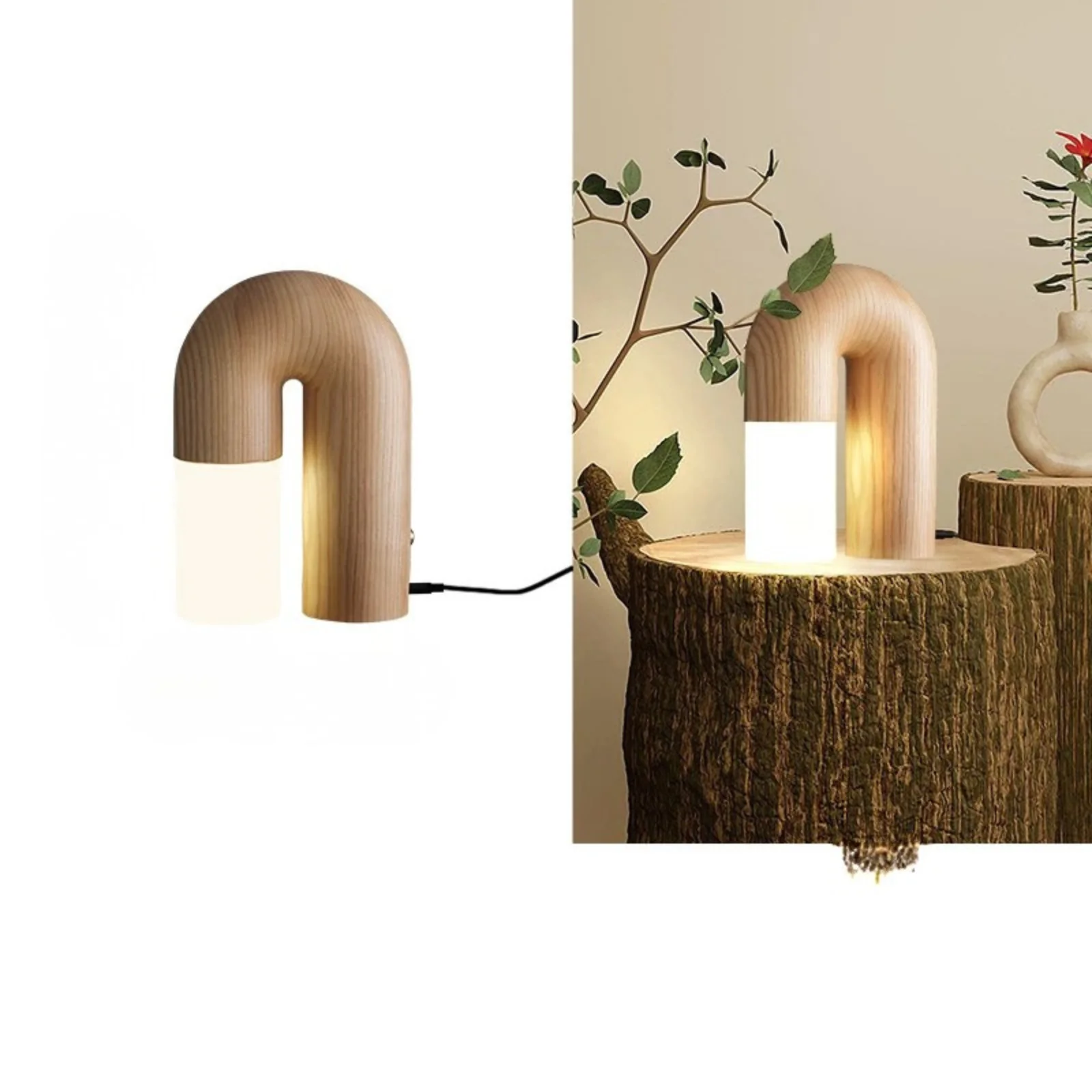 Vintage Solid Wood LED Table Lamp Dimmable Bedside Desk Light for Bedroom Living Room - Image 9