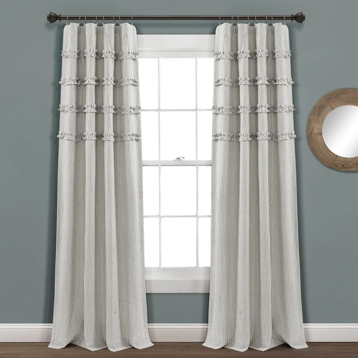 Vintage Stripe Yarn Dyed Window Curtain Panel Set - Image 2