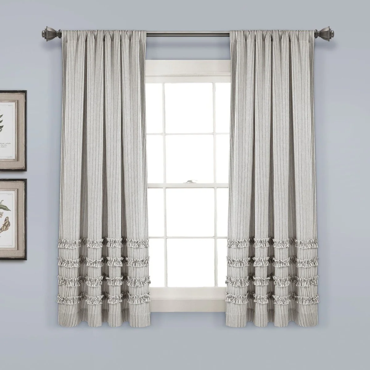 Vintage Stripe Yarn Dyed Window Curtain Panel Set - Image 3