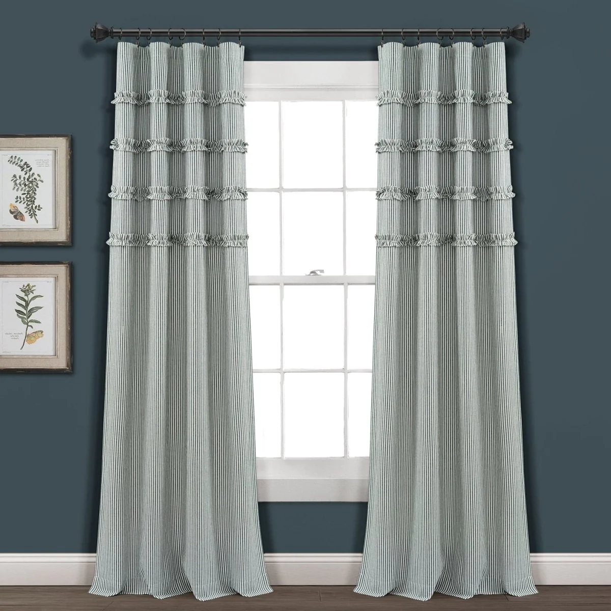Vintage Stripe Yarn Dyed Window Curtain Panel Set - Image 6