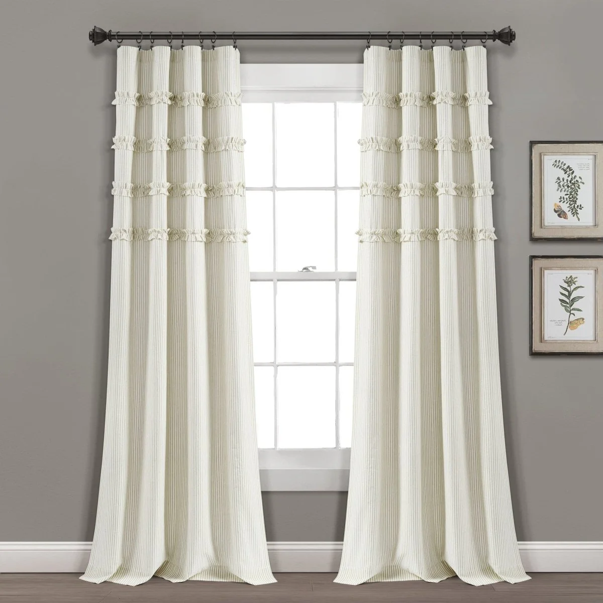 Vintage Stripe Yarn Dyed Window Curtain Panel Set - Image 7