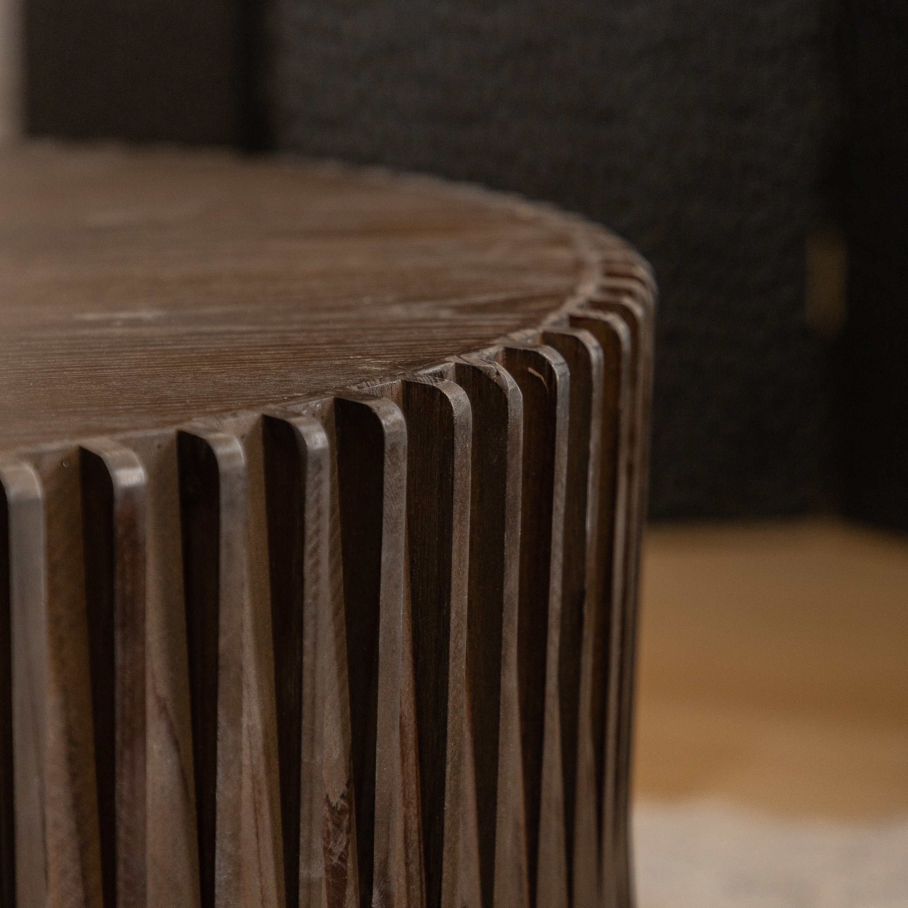 Vintage Style Cylindrical Nesting Coffee Table Set with Textured Embossed Design - Image 12