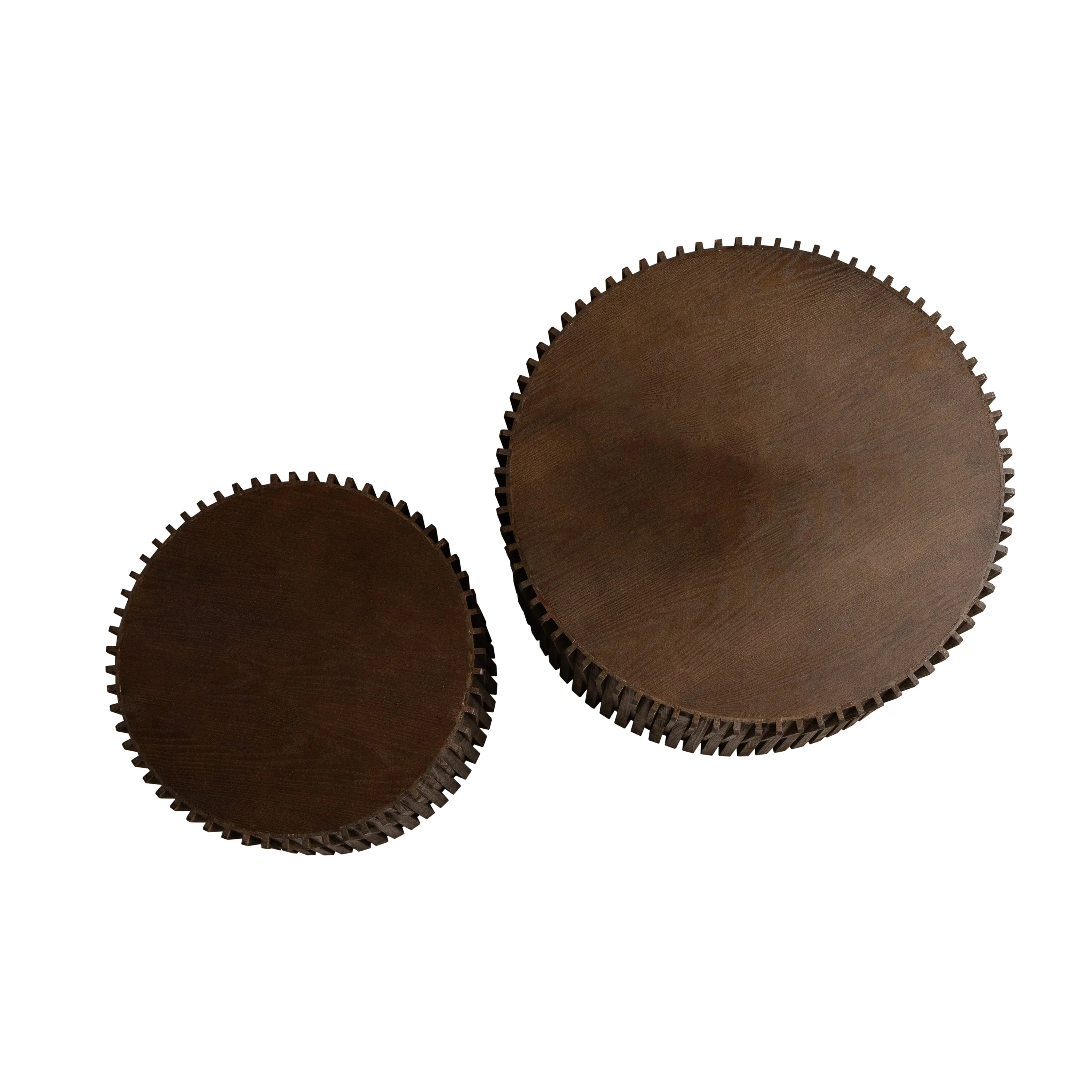 Vintage Style Cylindrical Nesting Coffee Table Set with Textured Embossed Design - Image 16