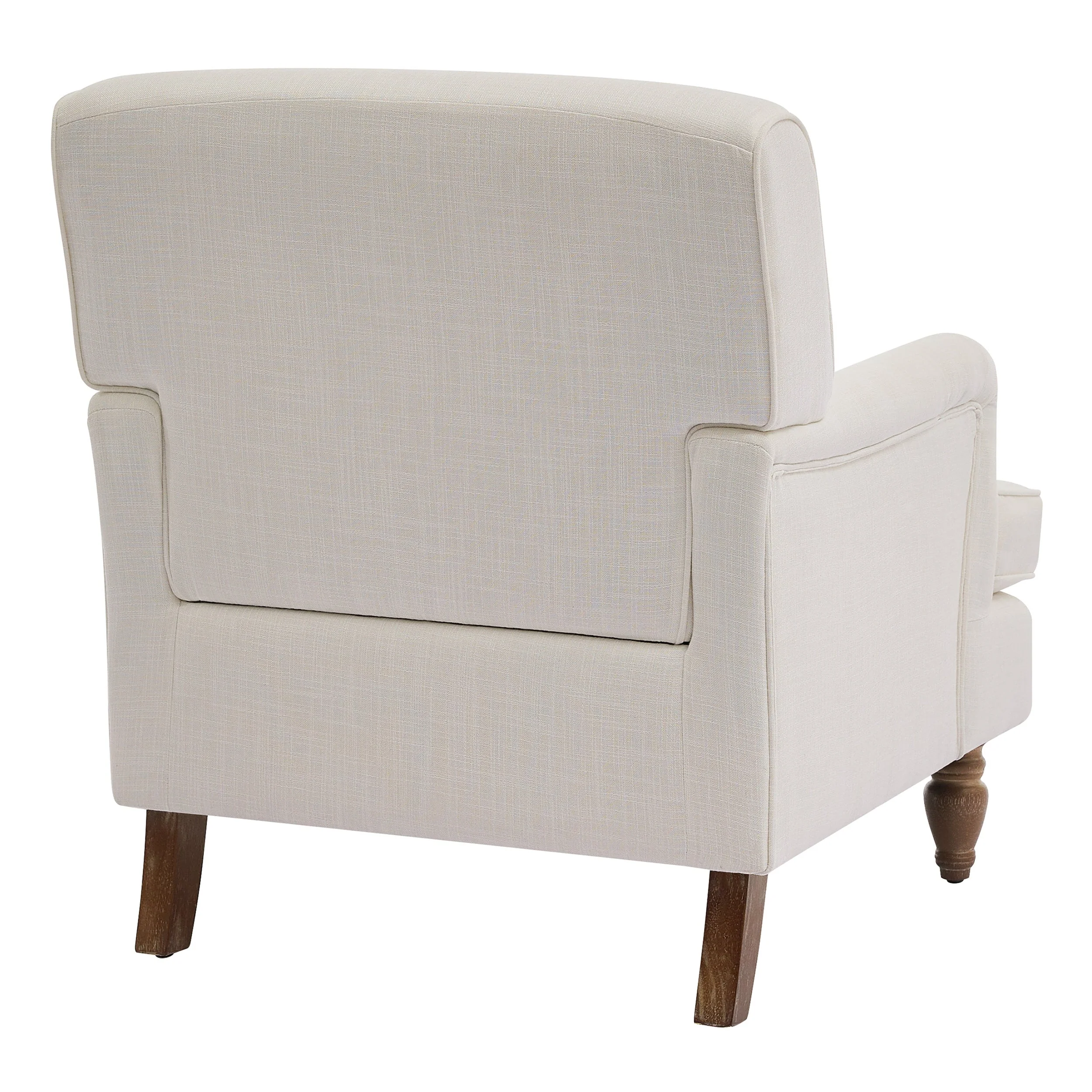 Vintage Upholstered Linen Fabric Armchair with Antique Solid Wood Legs - Image 6