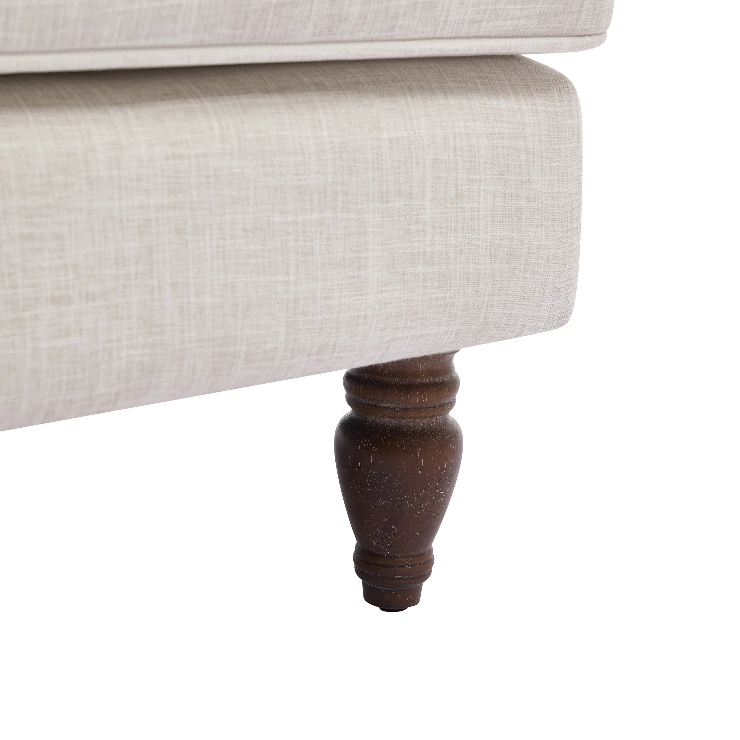 Vintage Upholstered Linen Fabric Armchair with Antique Solid Wood Legs - Image 8