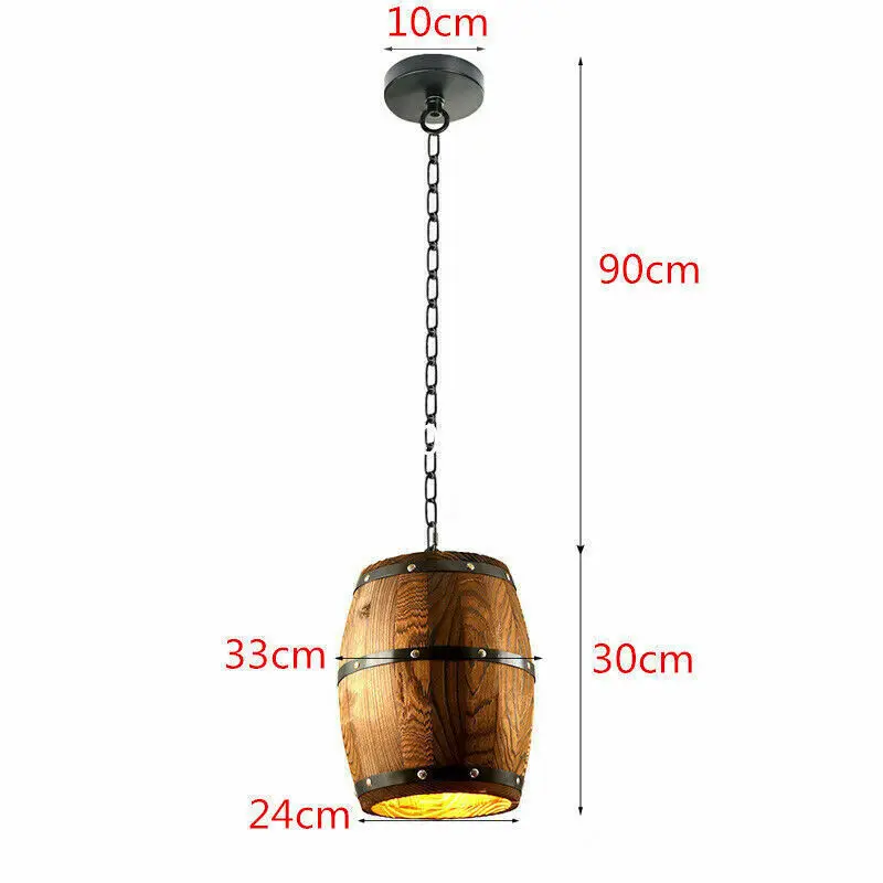 Vintage Wine Barrel Pendant Light Rustic Wooden Ceiling Lamp for Bar Cafe - Image 3