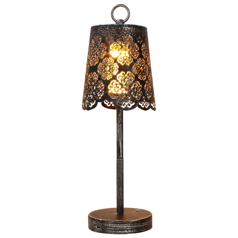 Vintage Wrought Iron Table Lamp Rechargeable Portable LED Ambient Desk Light - Image 6