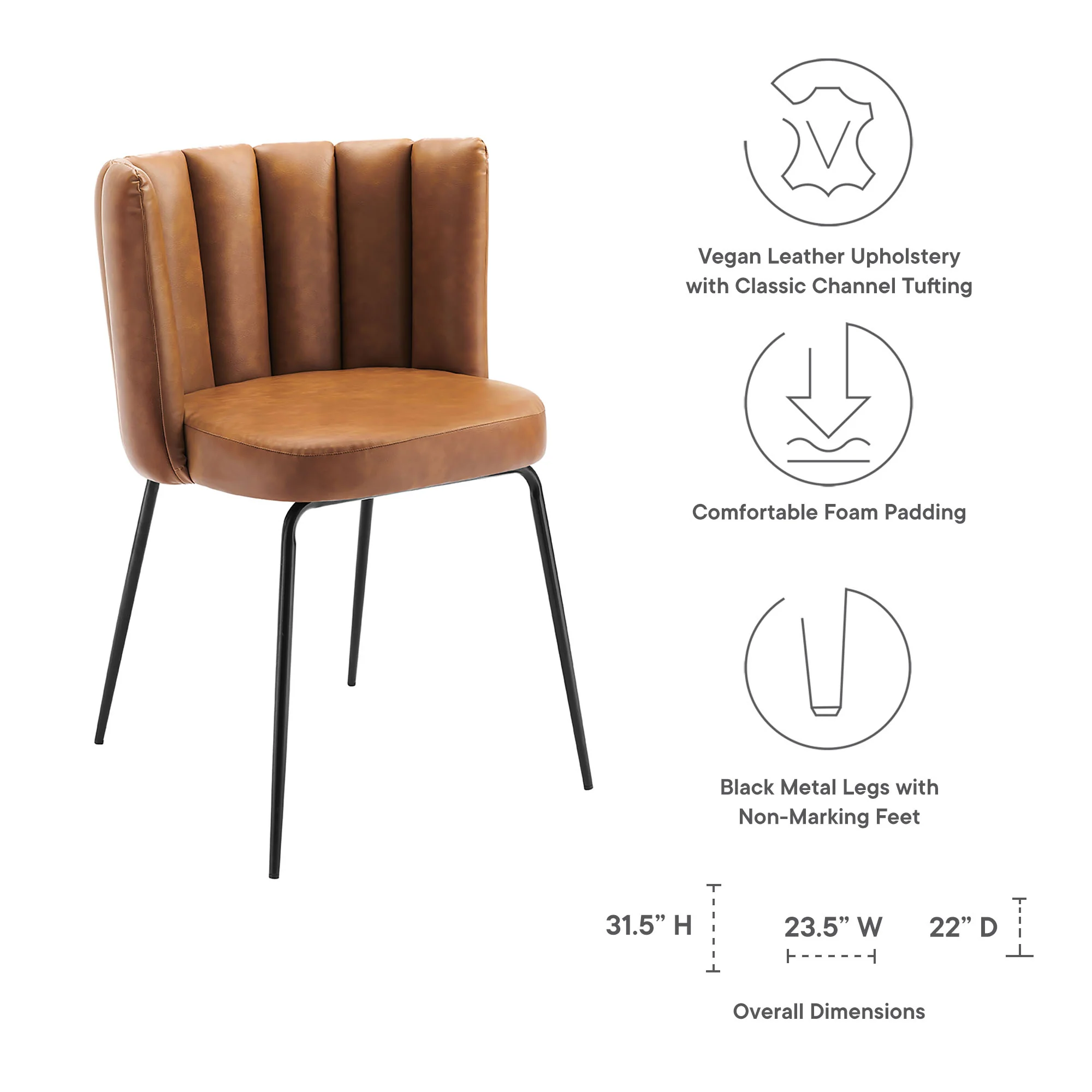 Virtue Vegan Leather Dining Chair Set of 2 by Modway - Image 2
