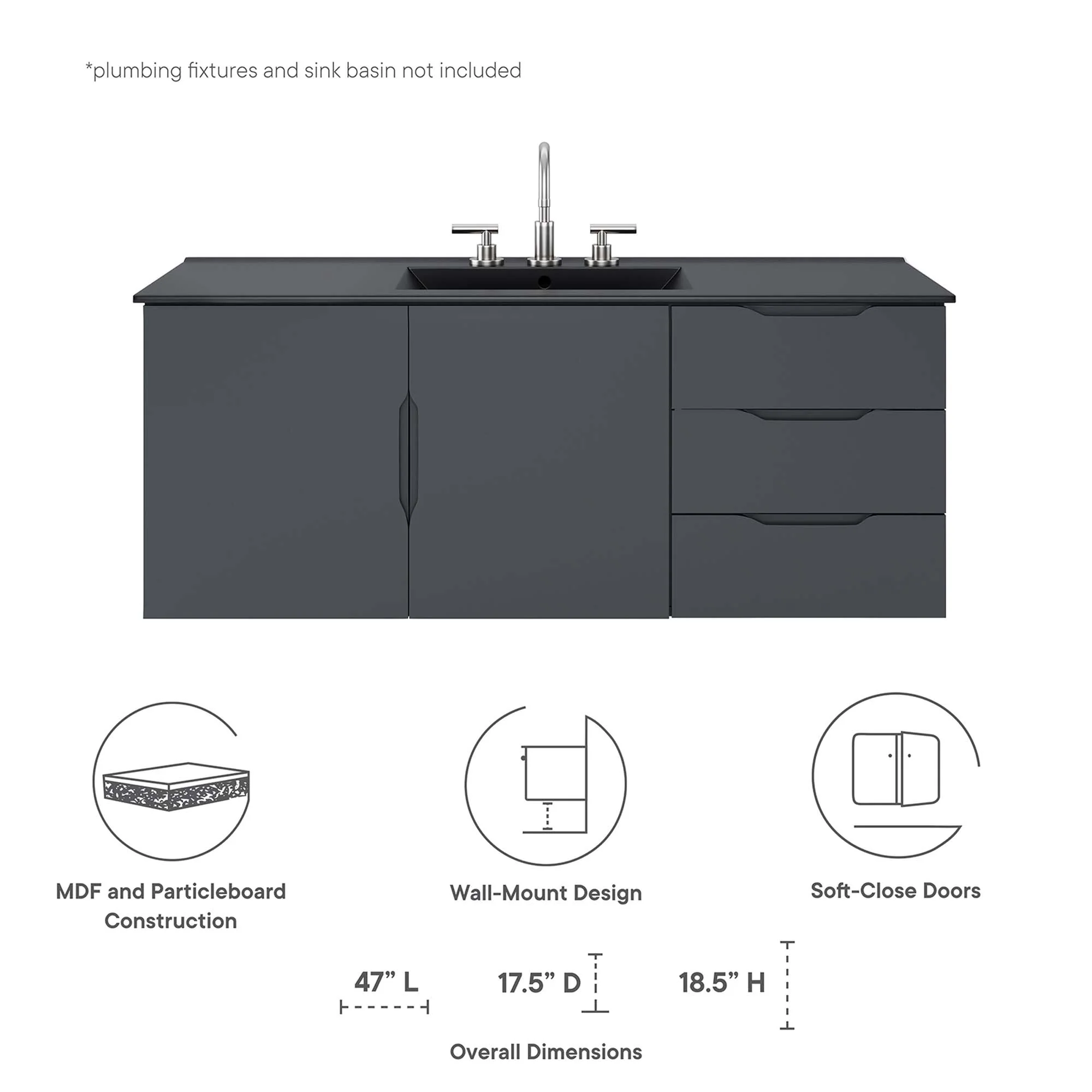Vitality 48" Double or Single Sink Compatible Bathroom Vanity Cabinet by Modway - Image 13
