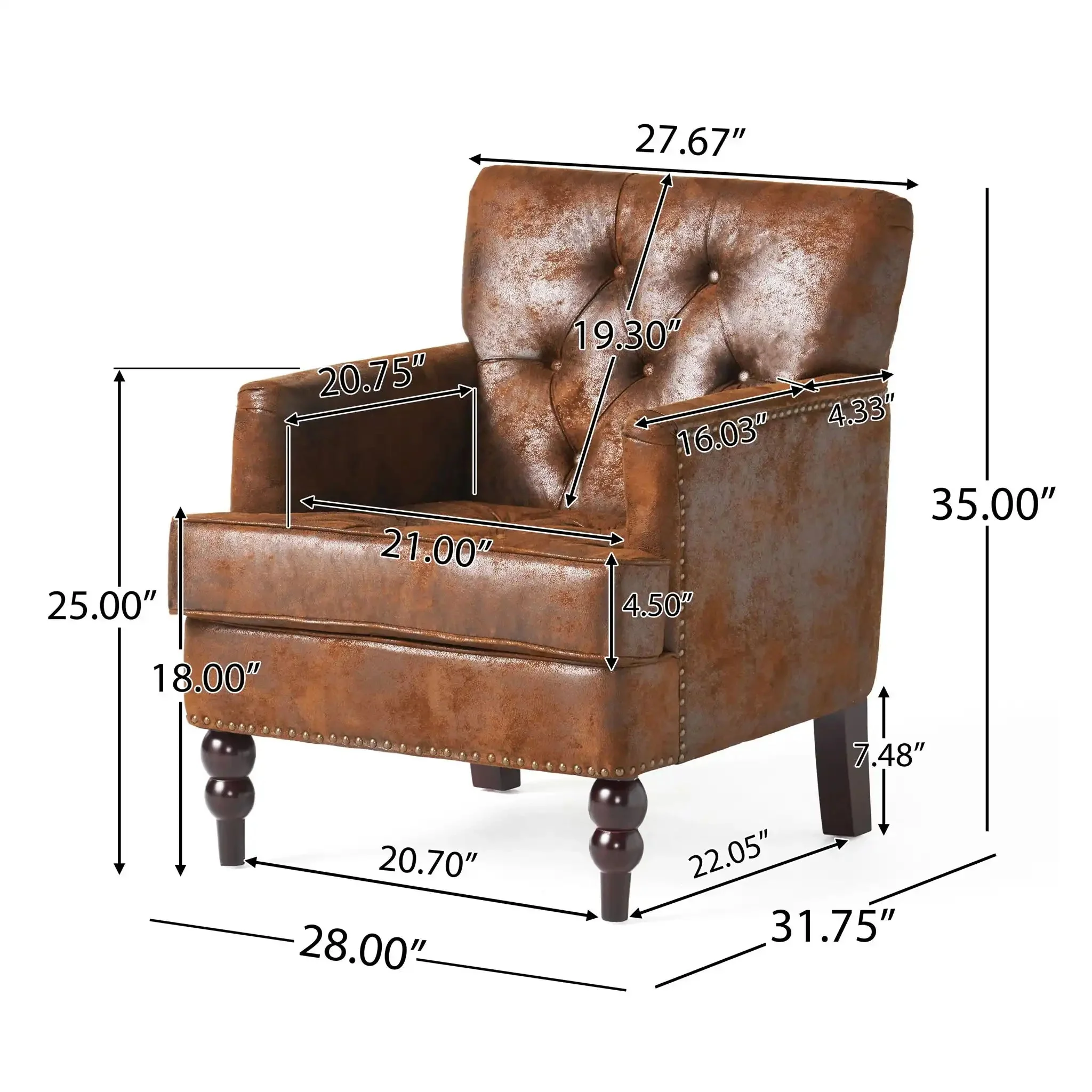 Vitality - Club Chair With Button Tufted Diamond Stitching And Turned Legs - Image 10