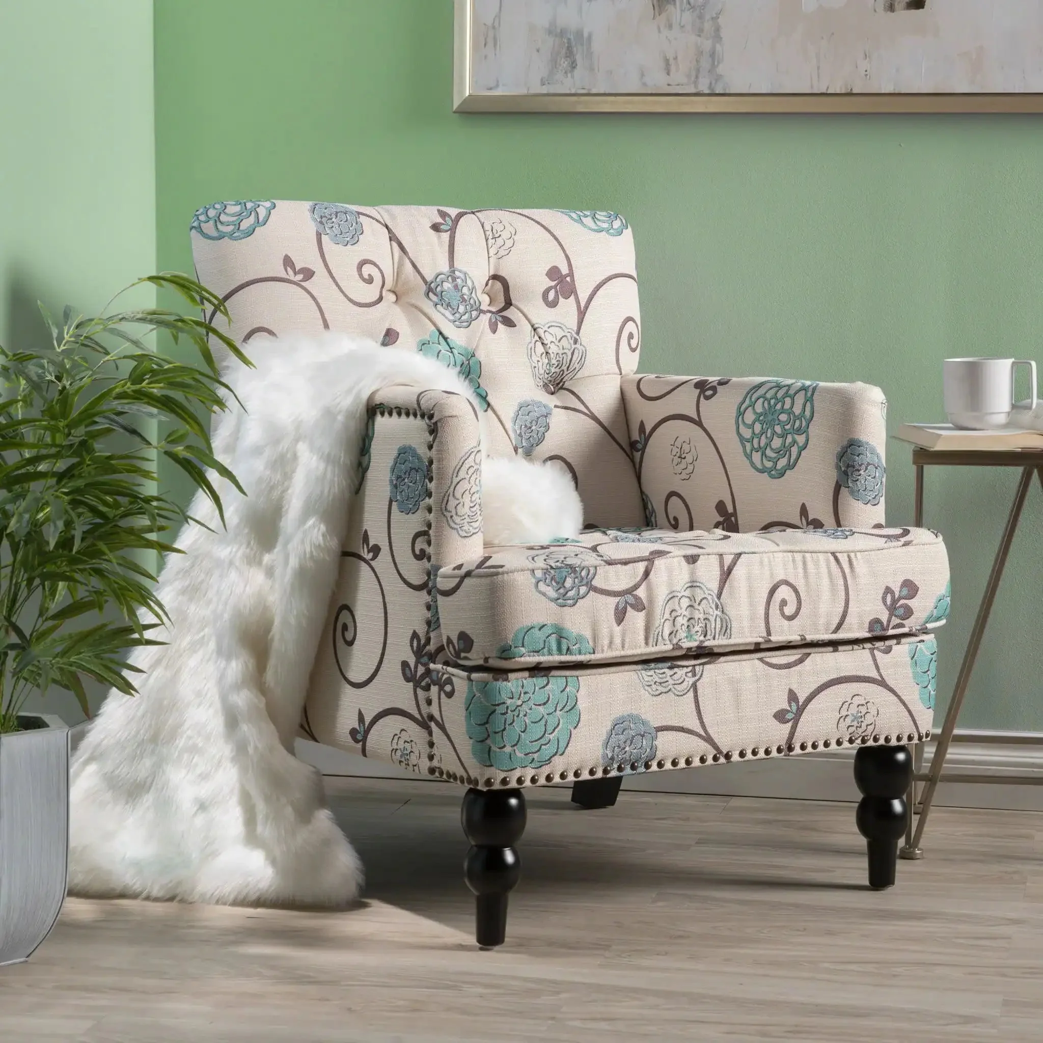 Vitality - Club Chair With Button Tufted Diamond Stitching And Turned Legs - Image 12