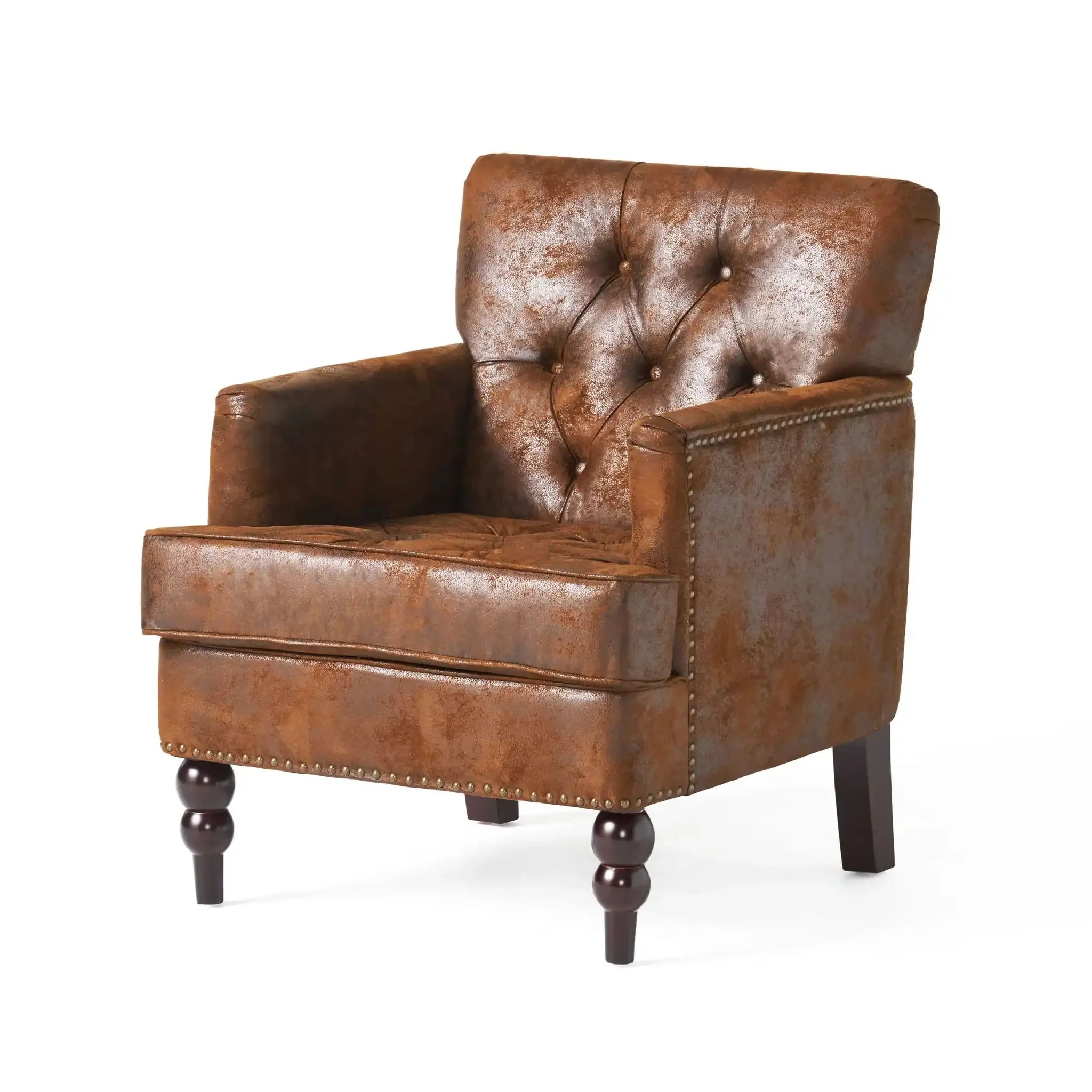 Vitality - Club Chair With Button Tufted Diamond Stitching And Turned Legs - Image 3