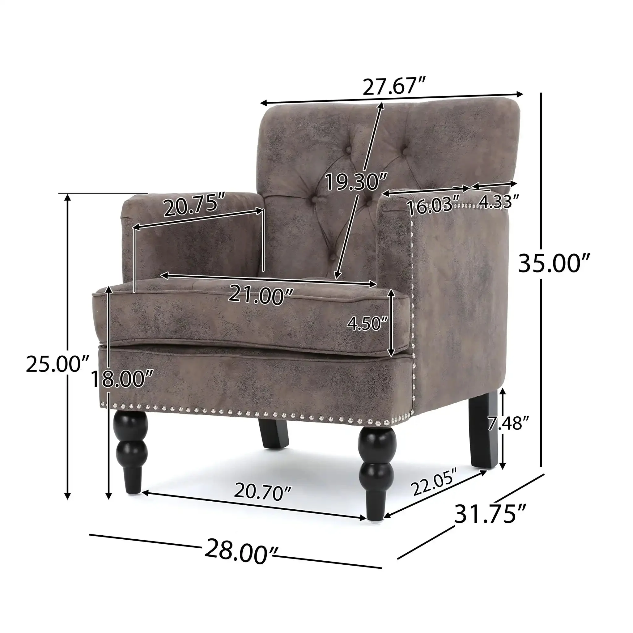 Vitality - Club Chair With Button Tufted Diamond Stitching And Turned Legs - Image 6