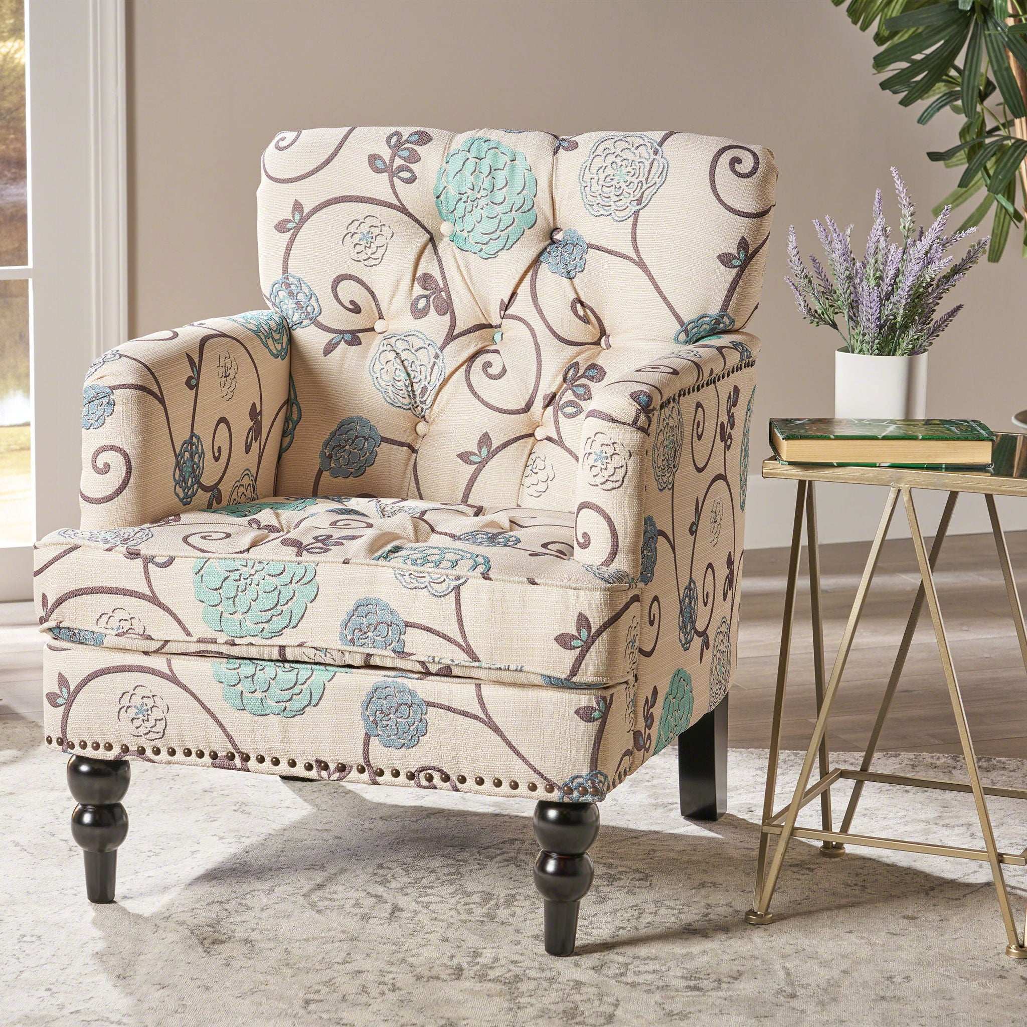Vitality - Club Chair With Button Tufted Diamond Stitching And Turned Legs - Image 7