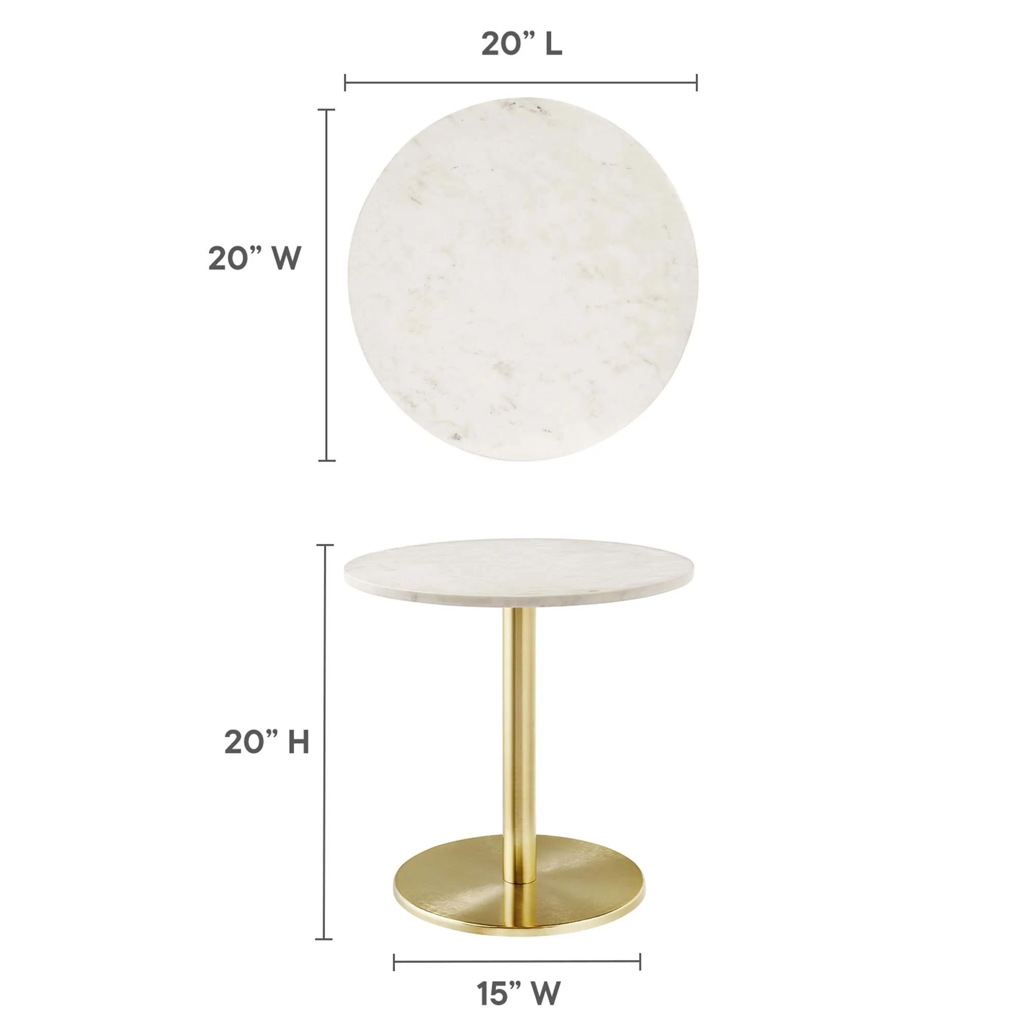 Viva Round White Marble Side Table by Modway - Image 2