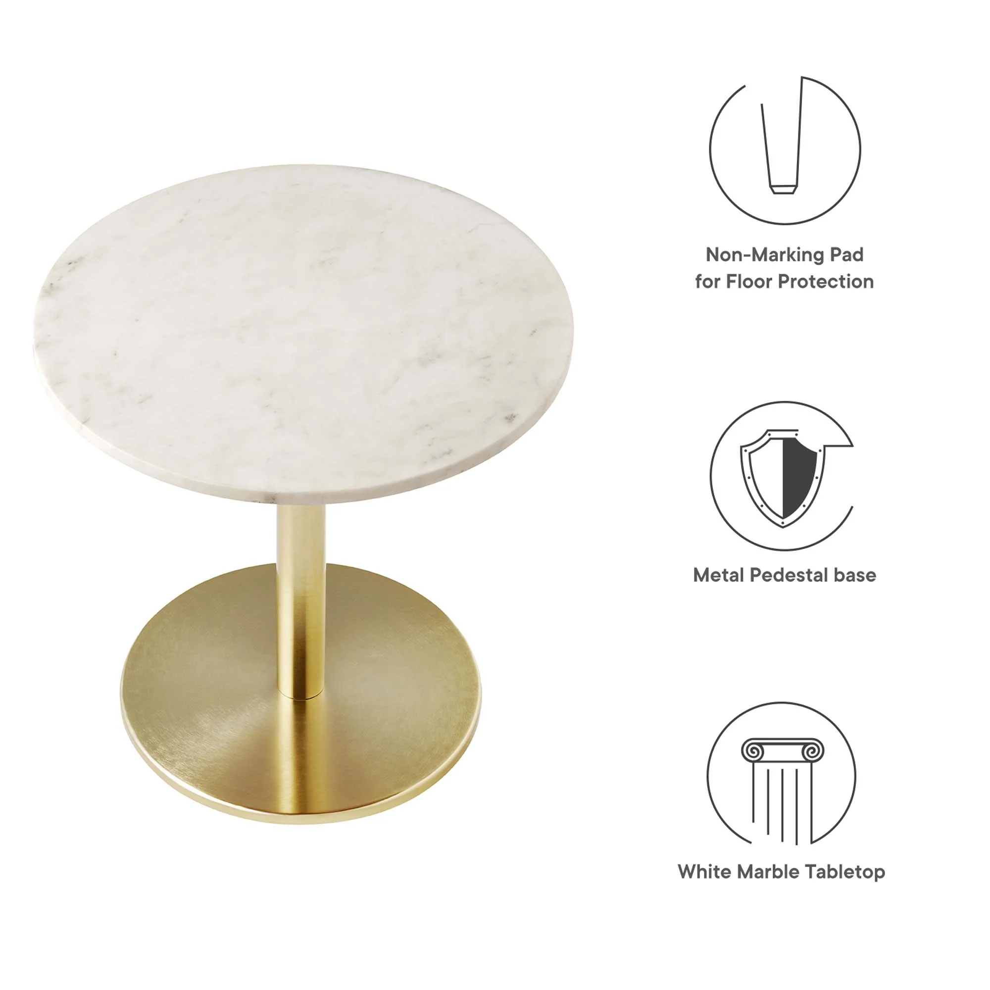 Viva Round White Marble Side Table by Modway - Image 3