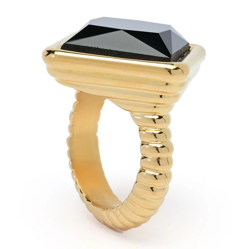 VOGA Collection 18K Gold Electroform Choice of 15mm Square Gem Ring - Image 2