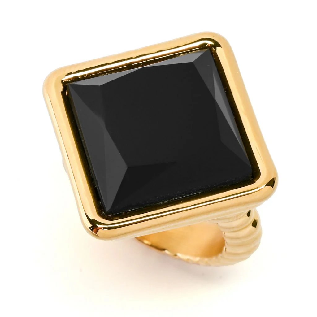VOGA Collection 18K Gold Electroform Choice of 15mm Square Gem Ring - Image 3