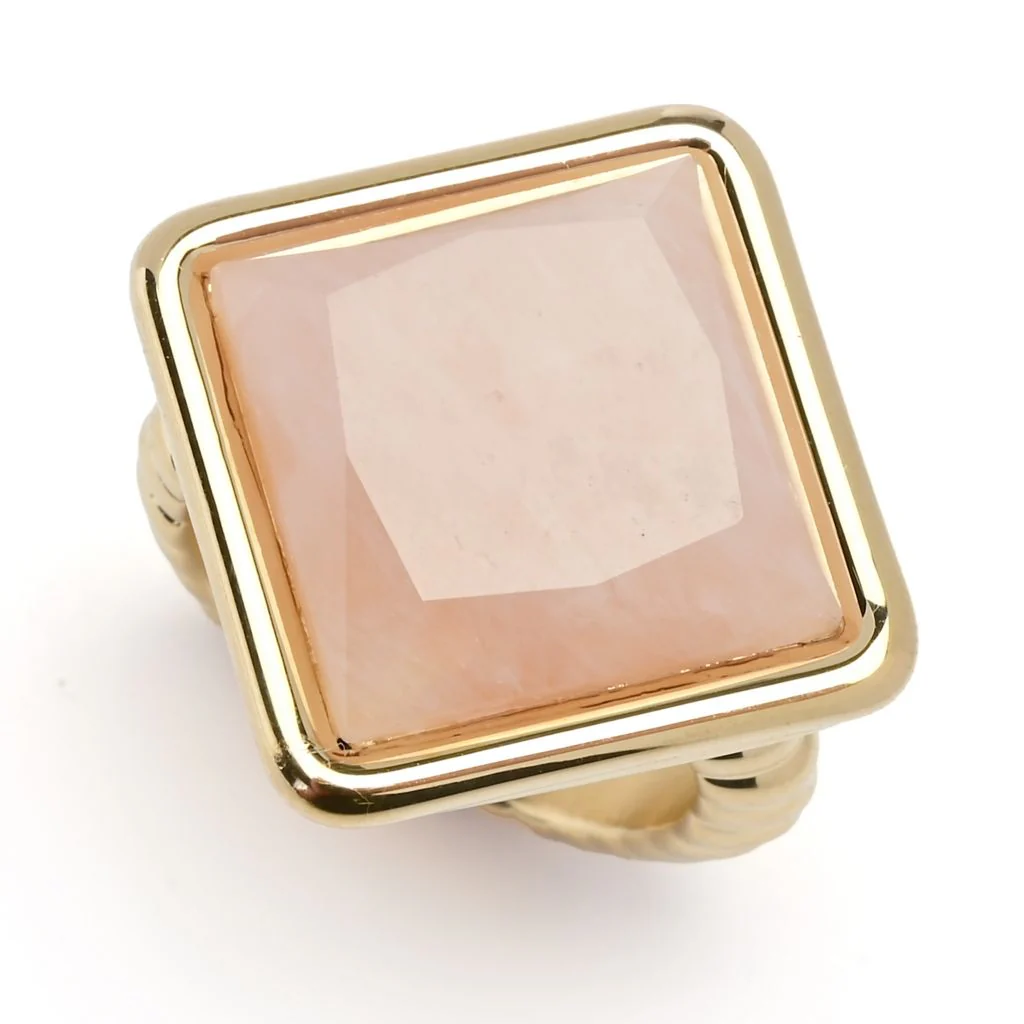 VOGA Collection 18K Gold Electroform Choice of 15mm Square Gem Ring - Image 4