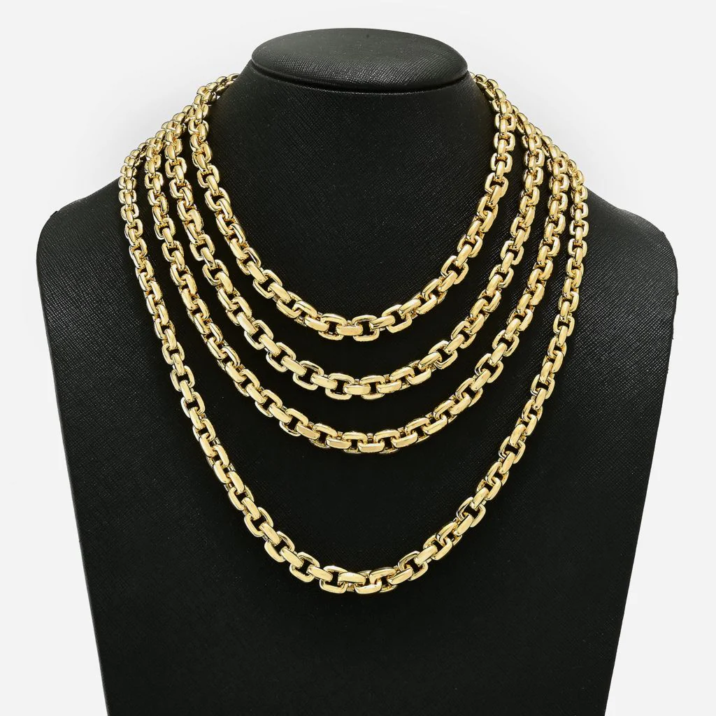 VOGA Collection 18K Gold Electroform Choice of Length Box Link Necklace - Image 2