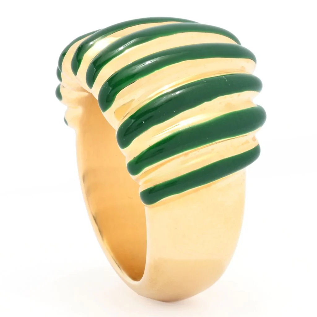 VOGA Collection 18K Gold Electroform Polished & Enamel Tapered Ring - Image 2