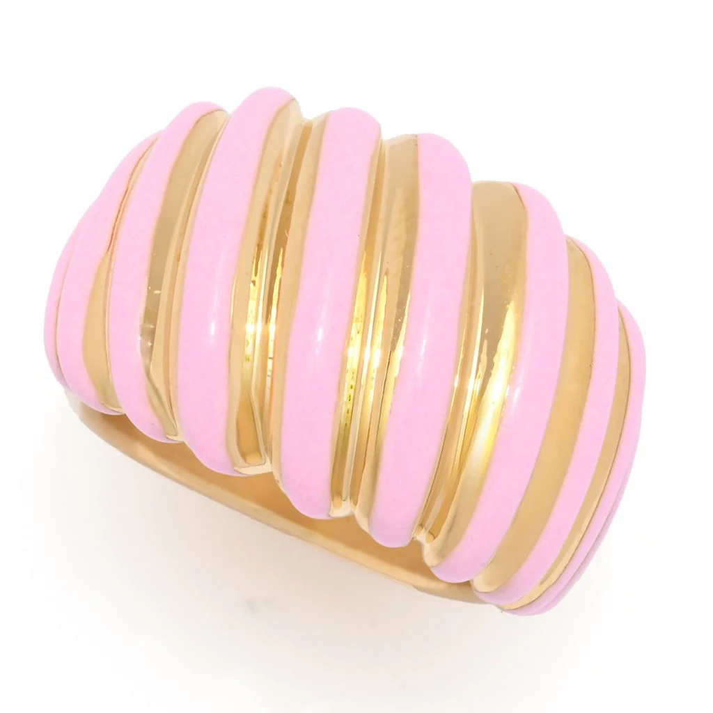 VOGA Collection 18K Gold Electroform Polished & Enamel Tapered Ring - Image 4