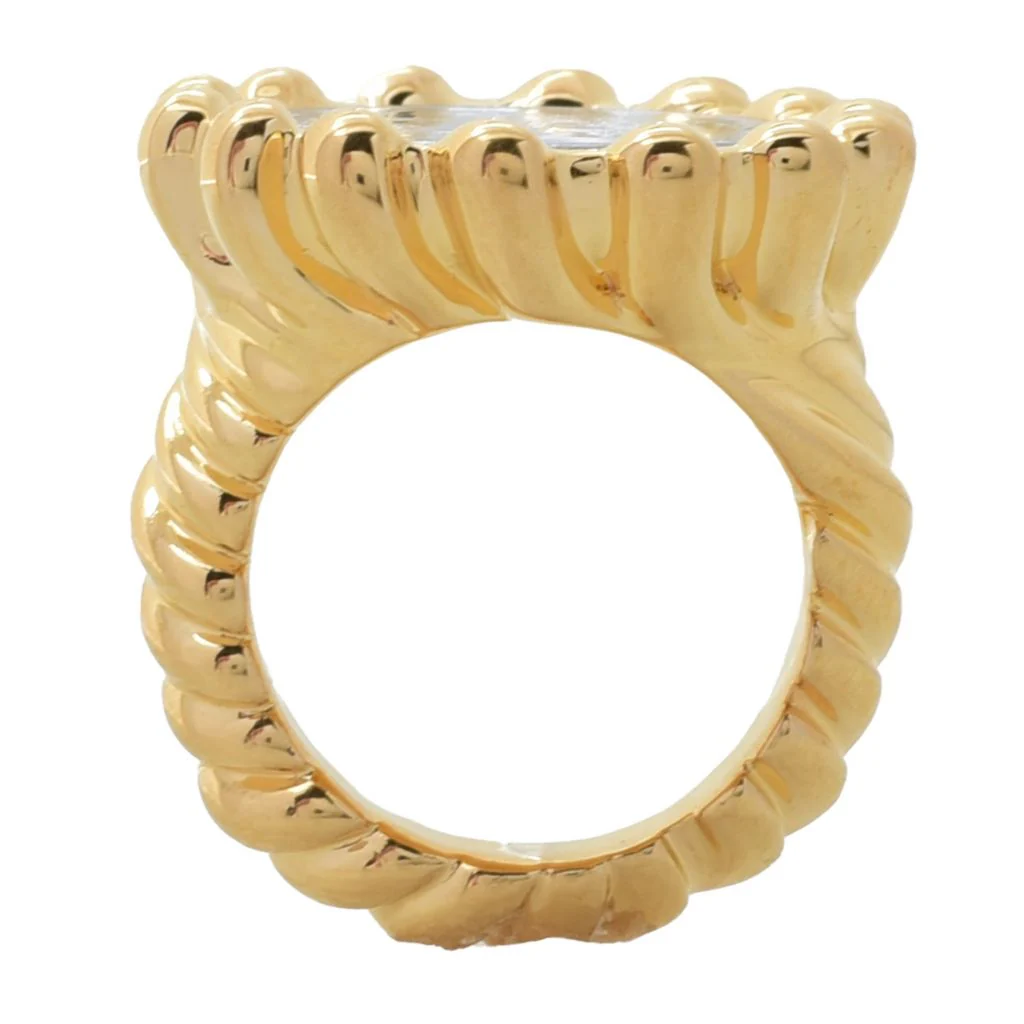 VOGA Collection 18K Gold Electroform Torchon Genuine Lira Coin Ring - Image 2