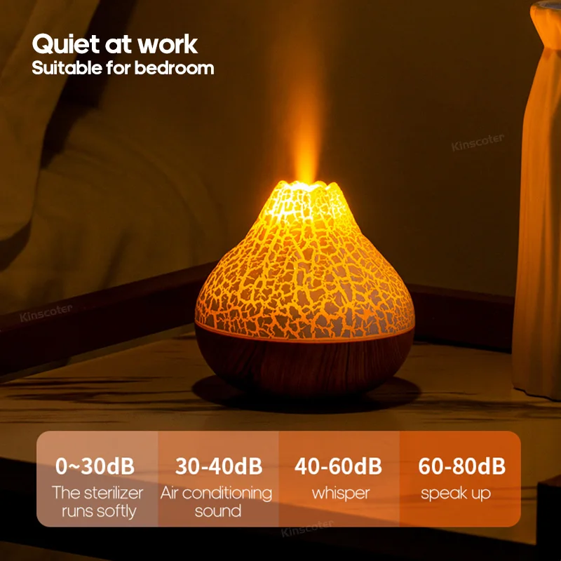 Volcano Air Humidifier 300ml USB Water Mist Diffuser Purifier with 7 Color Light - Image 3