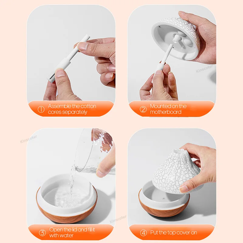 Volcano Air Humidifier 300ml USB Water Mist Diffuser Purifier with 7 Color Light - Image 4