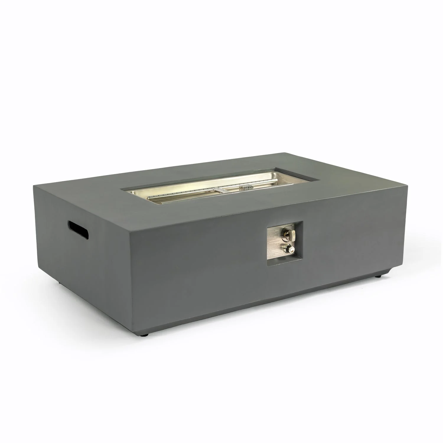 Volon Modern Rectangular Fire Pit Table in Light Gray - Image 11