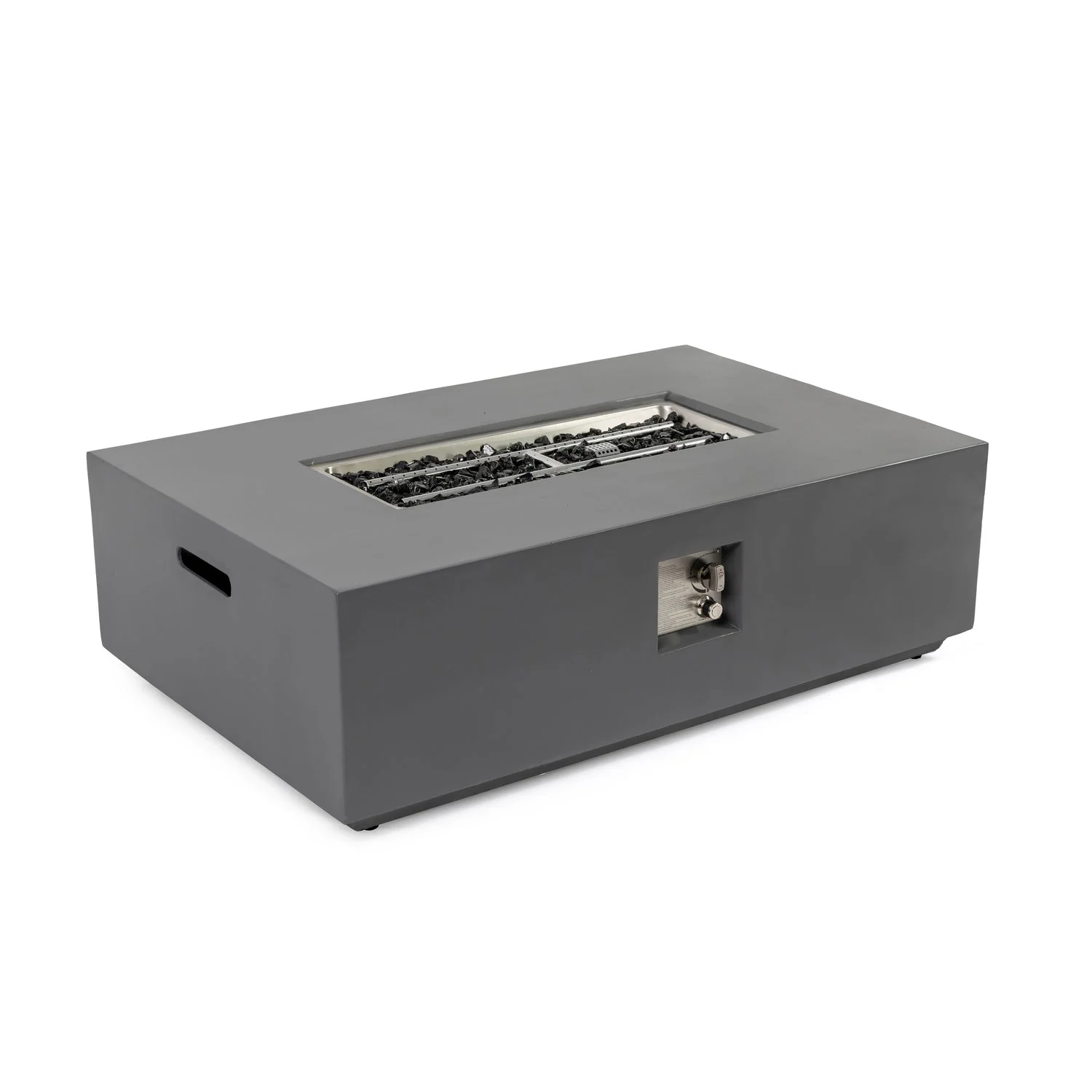 Volon Modern Rectangular Fire Pit Table in Light Gray - Image 12