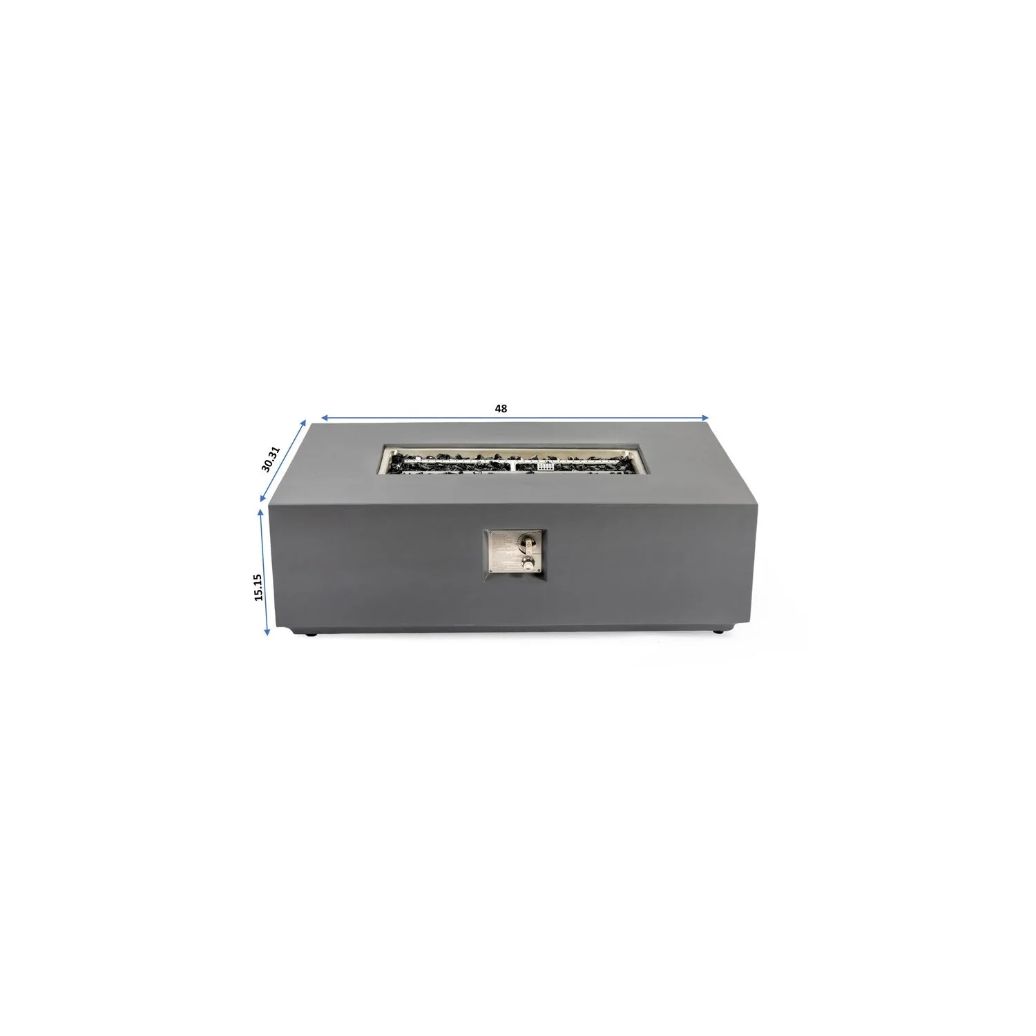 Volon Modern Rectangular Fire Pit Table in Light Gray - Image 3