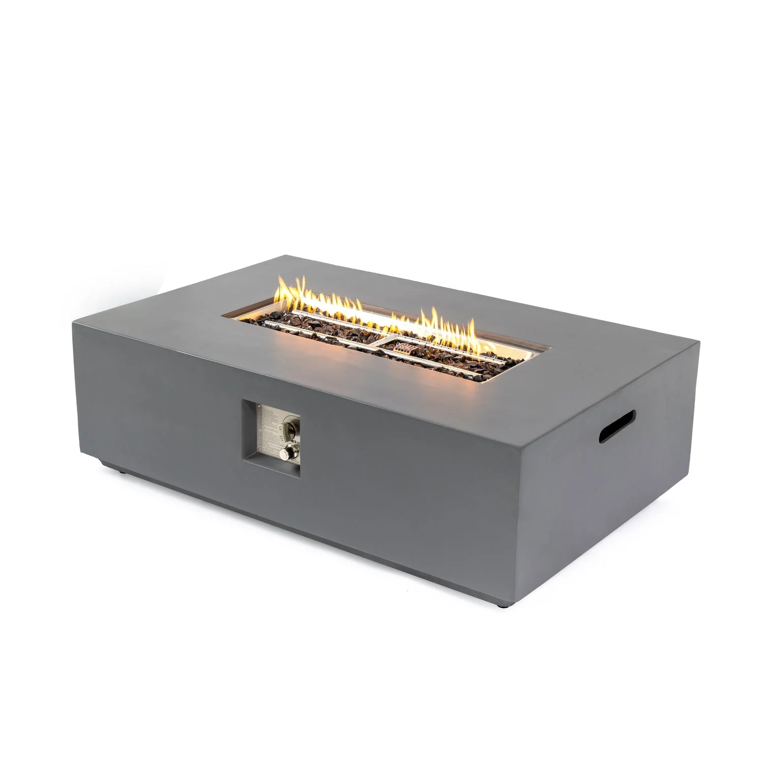 Volon Modern Rectangular Fire Pit Table in Light Gray - Image 4
