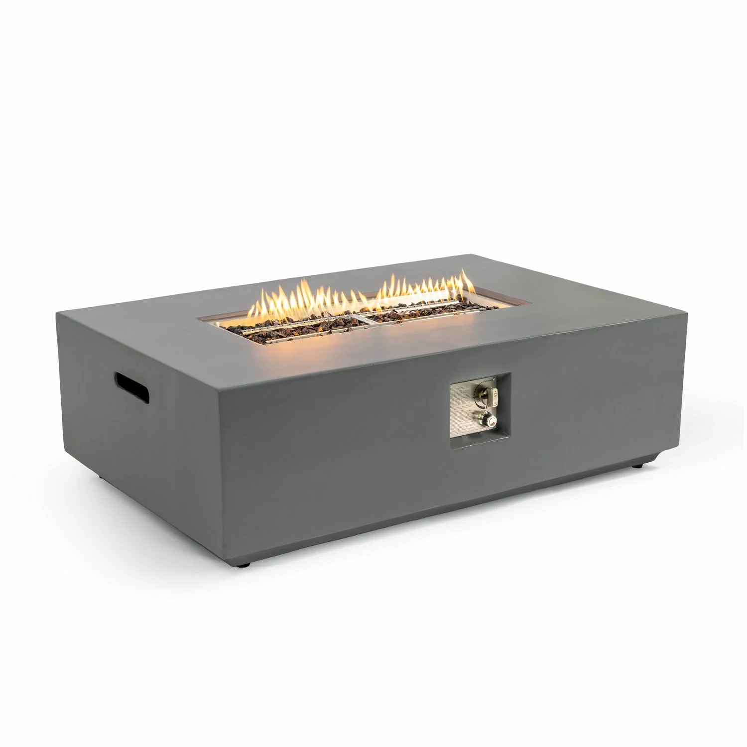 Volon Modern Rectangular Fire Pit Table in Light Gray - Image 5