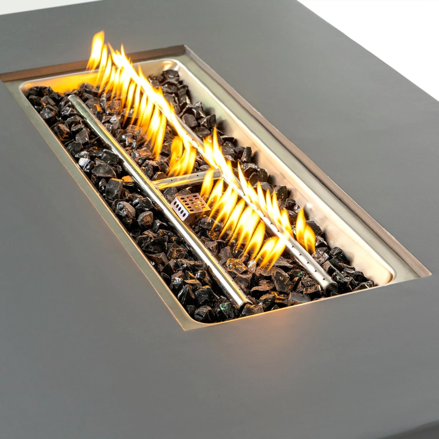 Volon Modern Rectangular Fire Pit Table in Light Gray - Image 6