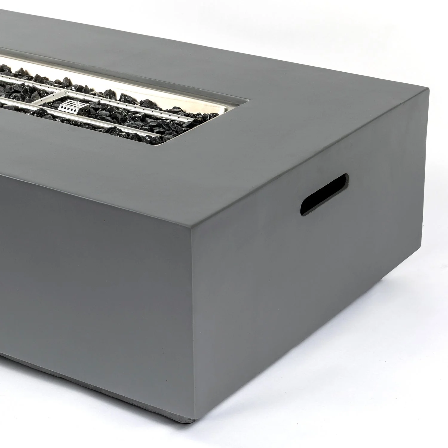 Volon Modern Rectangular Fire Pit Table in Light Gray - Image 7
