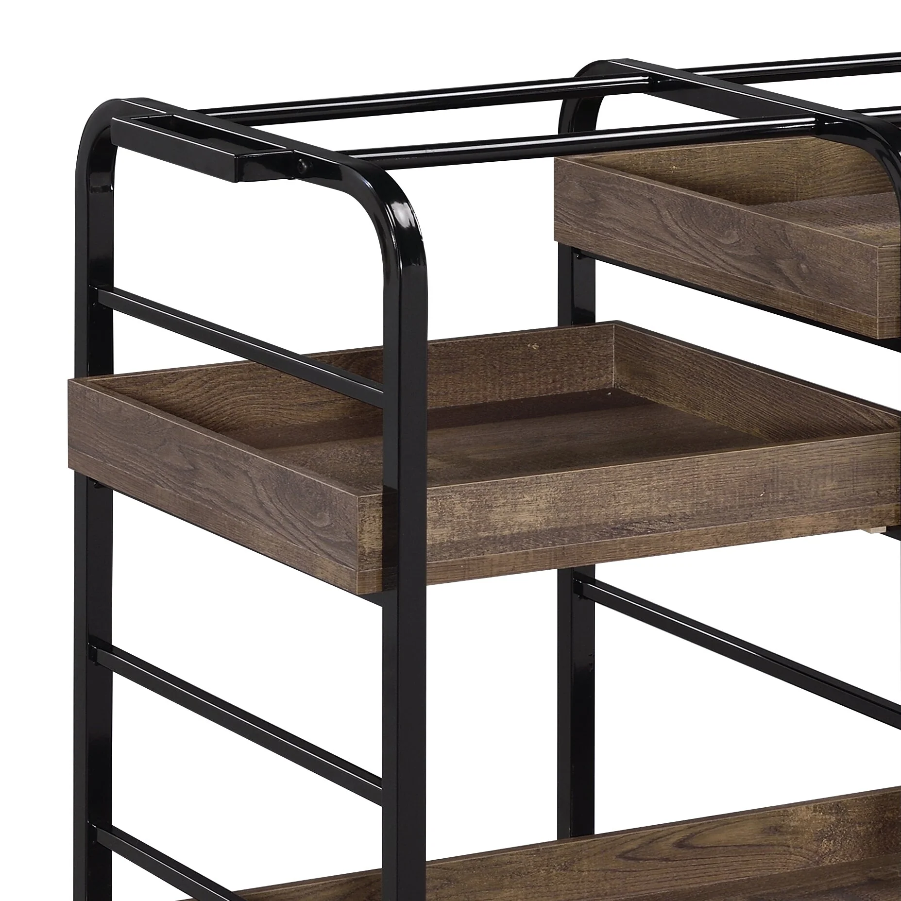 Vorrik Black & Walnut Finish Serving Cart - Image 6