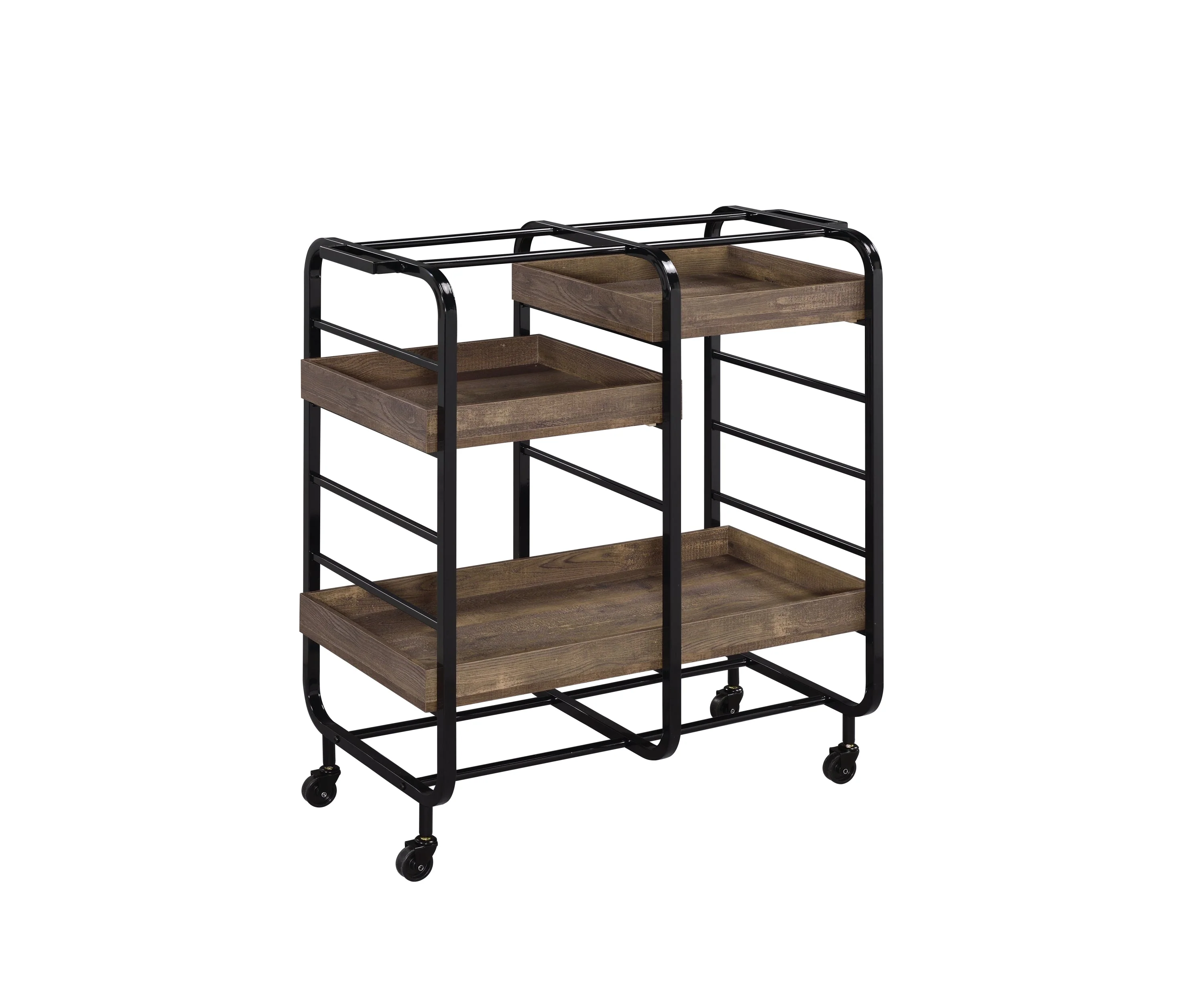 Vorrik Black & Walnut Finish Serving Cart - Image 7